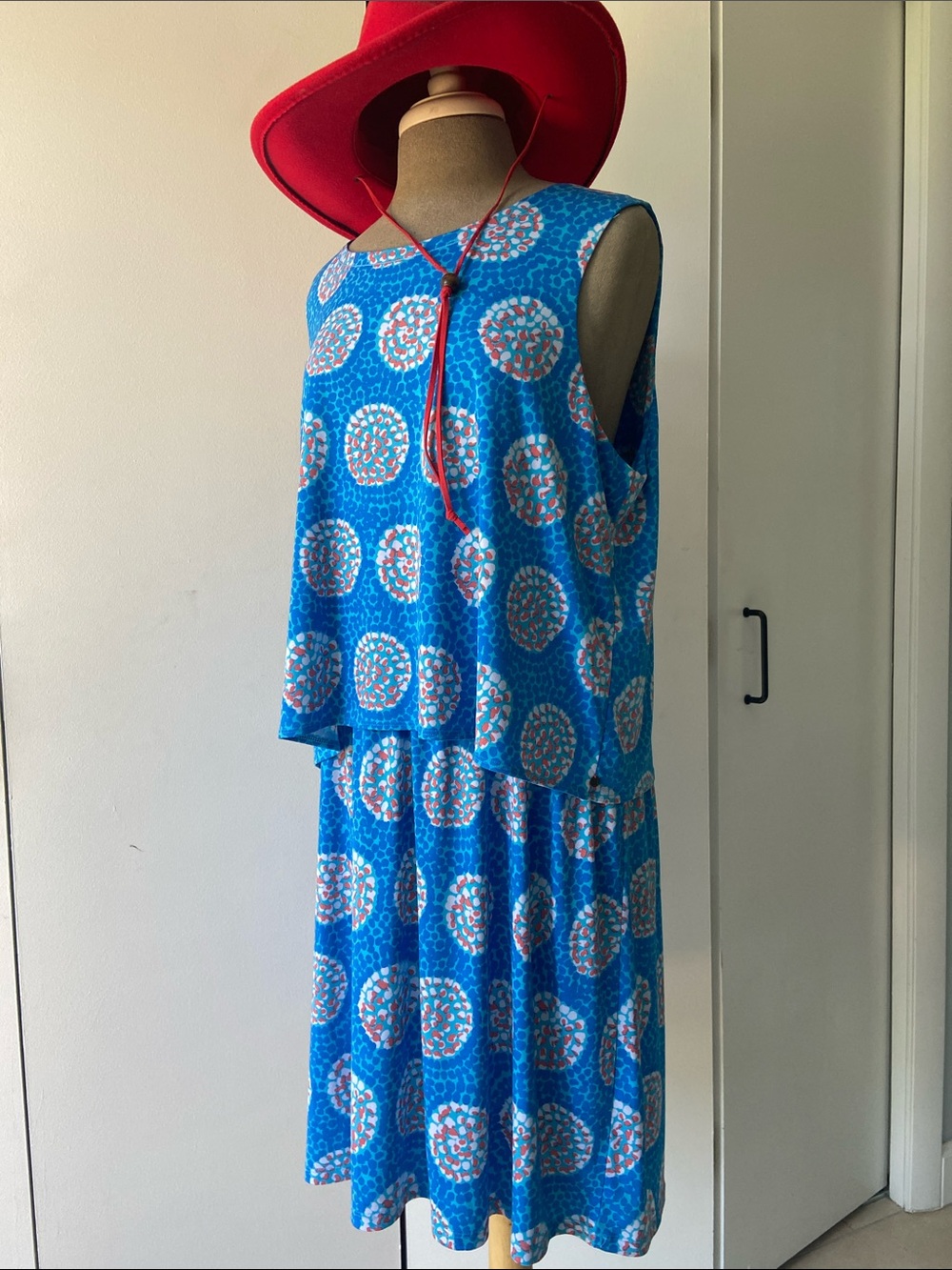 Bright Blue Sleeveless Patterned Hatley Mini Dress XL